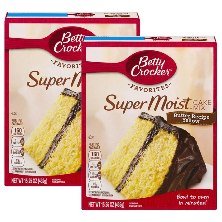 Betty Crocker Super Moist Cake Mix Butter Recipe Yellow 2 Pack (432g ...