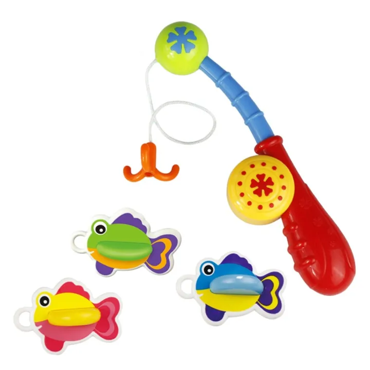 4 PCS Children Kids Bath Fishing Game Toy Set Includes 1 Fishing Rod 3