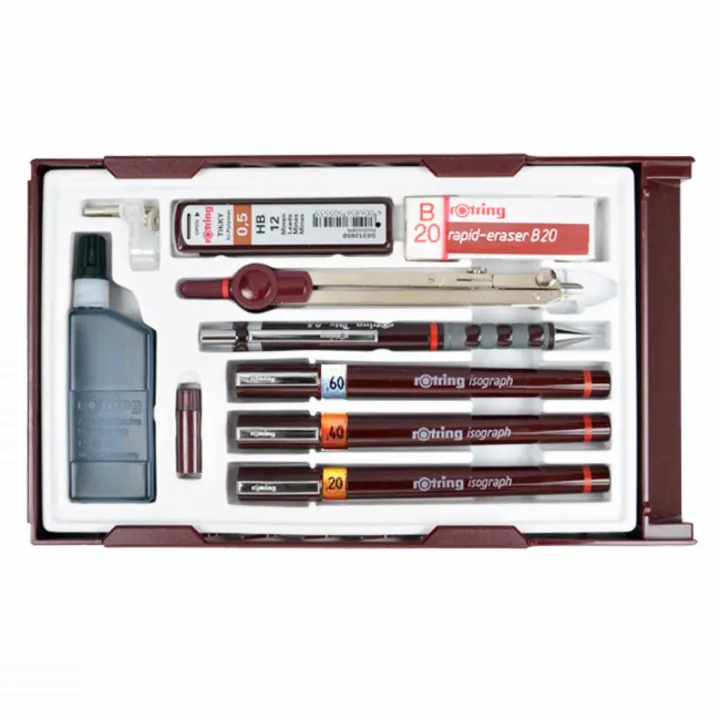 Rotring - Kit de 8 Rapidograph avec Pen station 0,10 / 0,20 / 0,30 / 0 Rotring - Kit de 8 Rapidograph avec Pen station 0,10 / 0,20 / 0,30 / 0