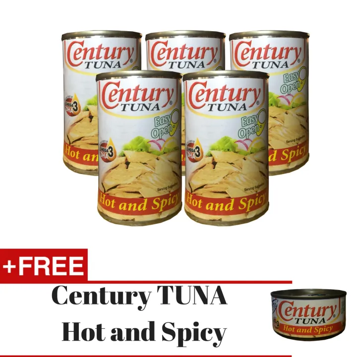Century Tuna Easy Open Hot And Spicy 155 Grams 5 Pcs With Free 