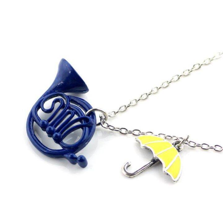 Kuhong How I Met Your Mother Yellow Umbrella/Blue French Horn Necklace