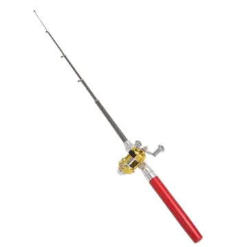 LO【Hot sale】Portable Pocket Telescopic Mini Fishing Pole Pen Shape Folded  Fishing Rod With Reel Wheel