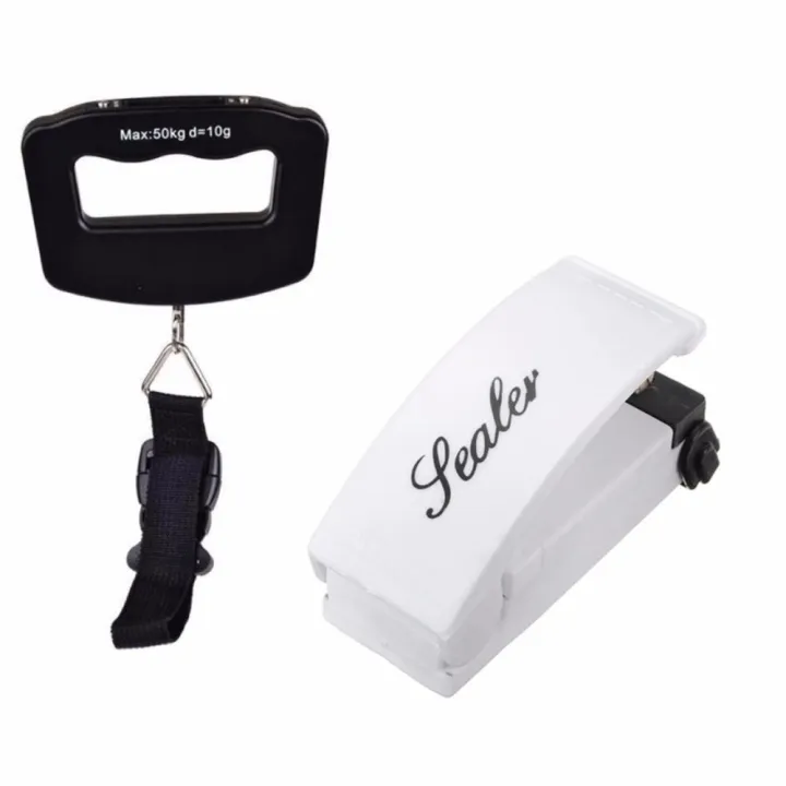 Electronic Luggage Scale with BatteryOperated Plastic Bag Mini Sealer