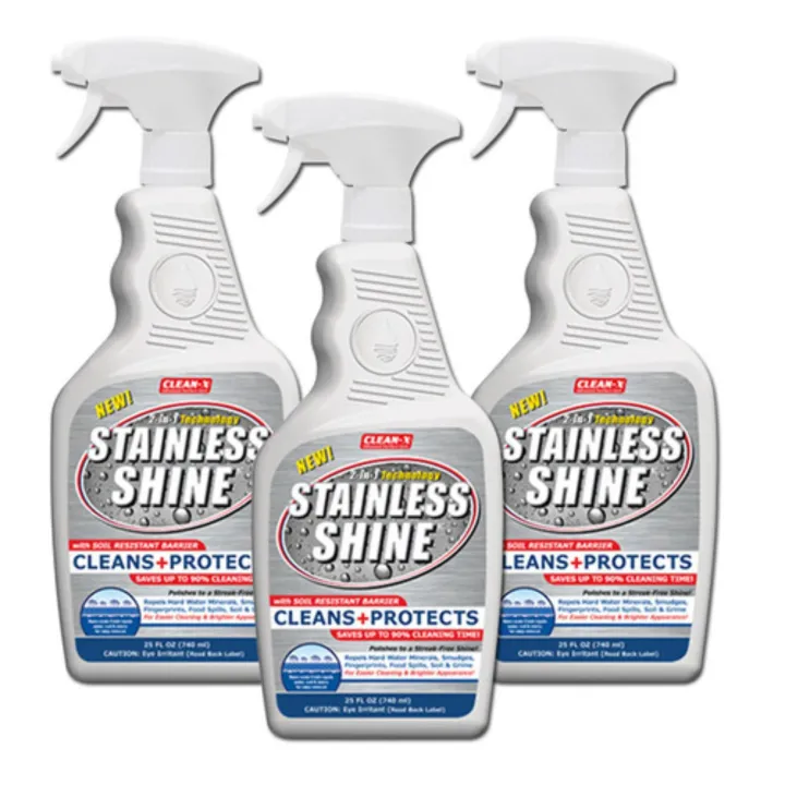 CleanX Stainless Shine Cleans + Protects 3 Pack (740ml per pack