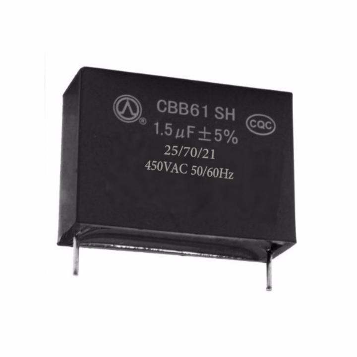 450VAC 1.5uF Board Type Terminal Air Conditioner Fan Capacitor (Black
