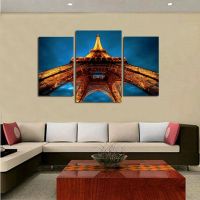 Home Decoration Modern 3 Pieces HD Print City Scenery Oil Painting on Canvas Beautiful Eiffel Tower Print Oil Painting Wall Art Picture Gift