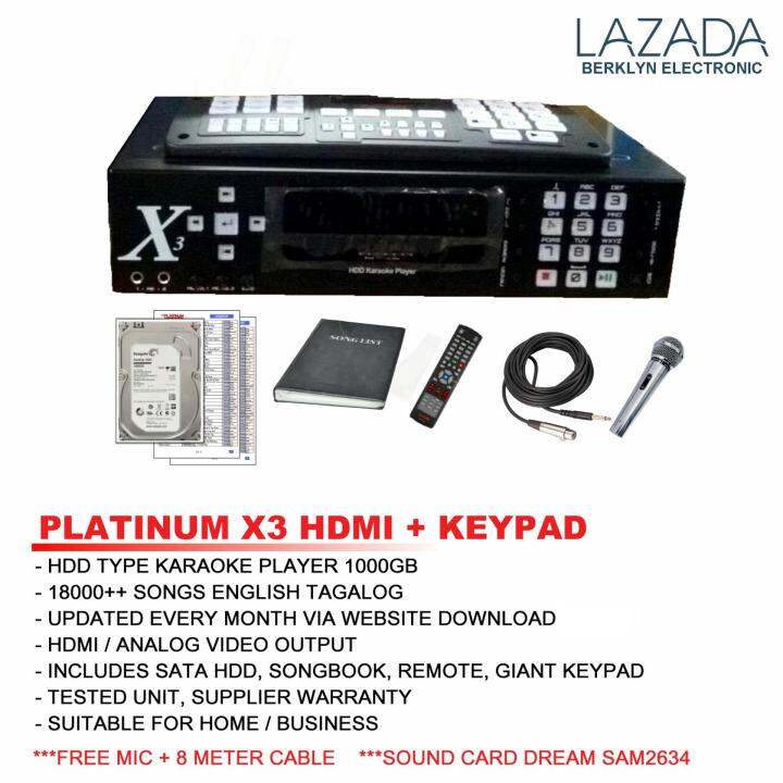 Platinum X3 HDD 1000GB Karaoke Player HDMI + KEYPAD + Songbook + Remote