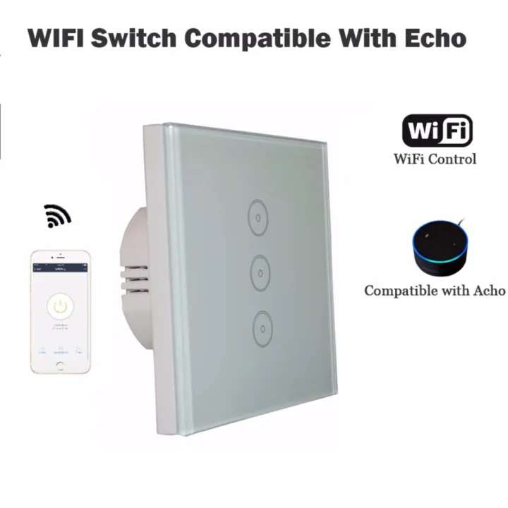 zmismart smart wall light switch Alexa Echo siri voice wifi 3 Gang Wall