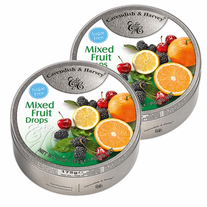 Cavendish & Harvey SugarFree Mixed Fruit Drops 2 Pack (175g per pack