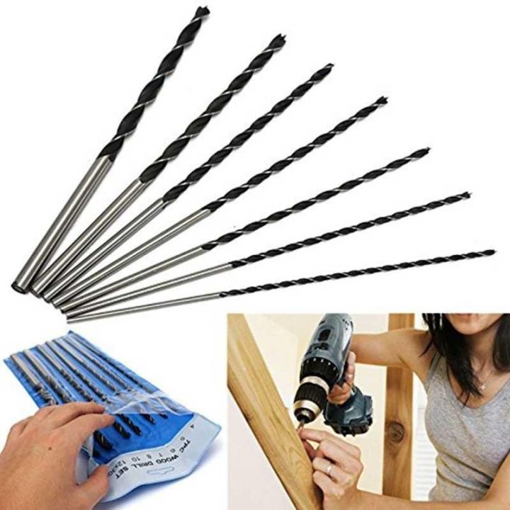 7 Pcs Extra Long Wood drill Bits Set 300mm for Wood Working Tool Brad ...