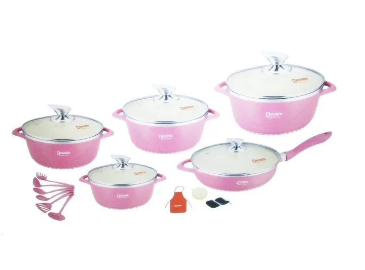 Dessini Ceramic Cookware 22Piece Set (Pink) Lazada PH