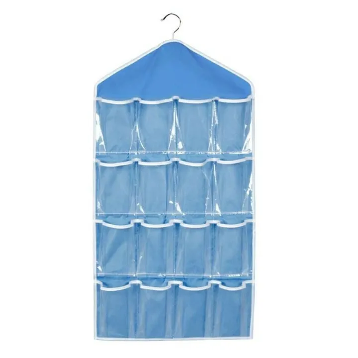 16 Pocket Clear Hanging Closet Organizer Blue | Lazada PH