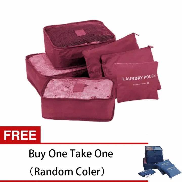 LOVE&HOME Buy1Take1 6in1 Secret/Laundry Pouch Travel Organizer Set (Red