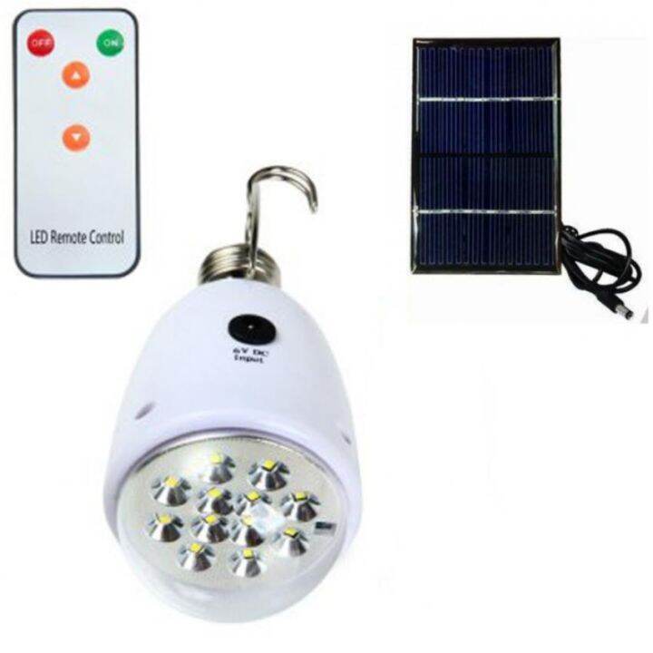 Solar 3in1 Remote Control Rechargeable LED Emergency Light Bulb (White) Lazada PH