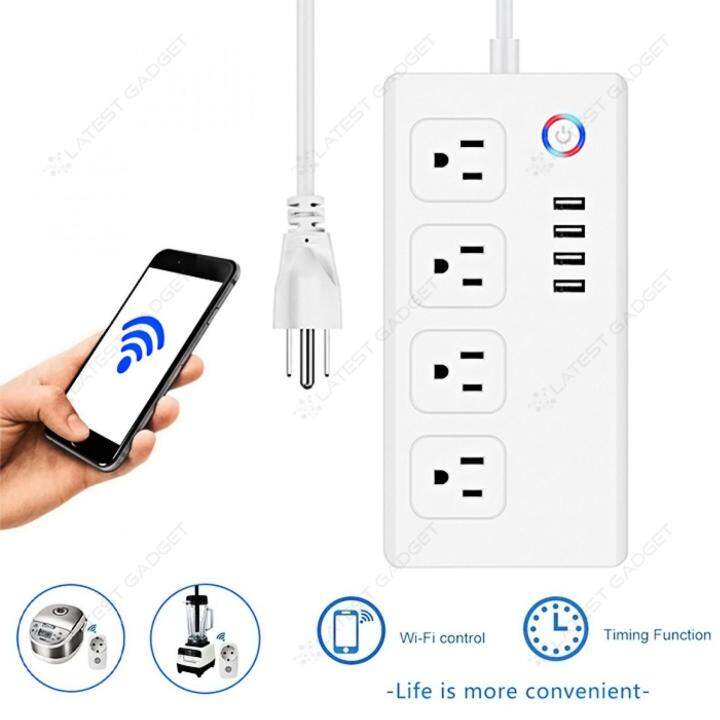 APP Controlled Wifi Smart Power Outlet With USB (White) Lazada PH