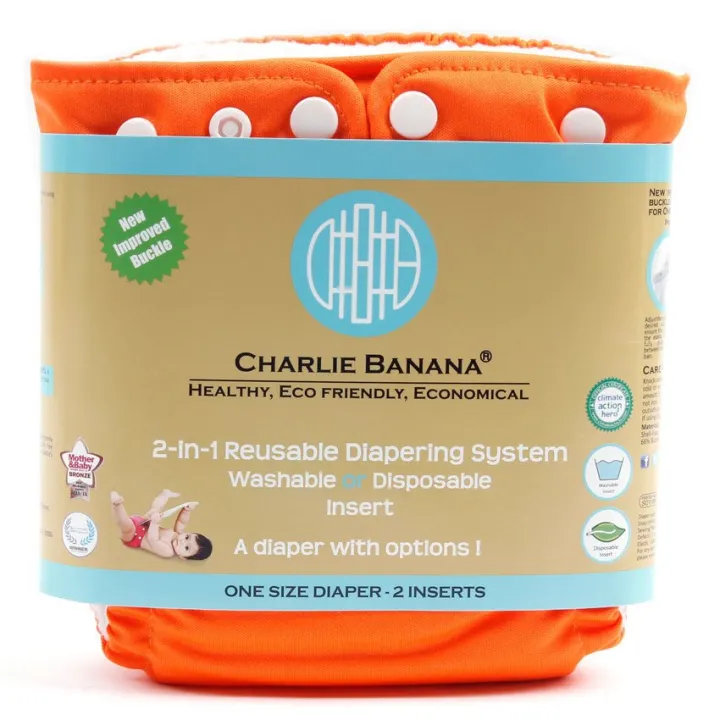 Charlie Banana 2in1 Cloth Baby Diaper ( Orange) Lazada PH