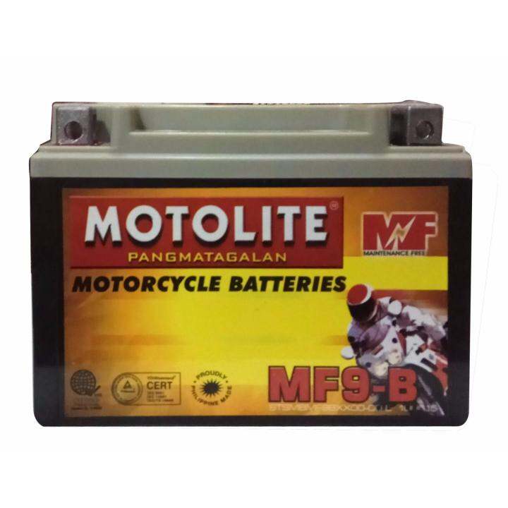 MOTOLITE Motorcycle Battery MF9-B ( YTX9-BS ) Maintenance Free | Lazada PH