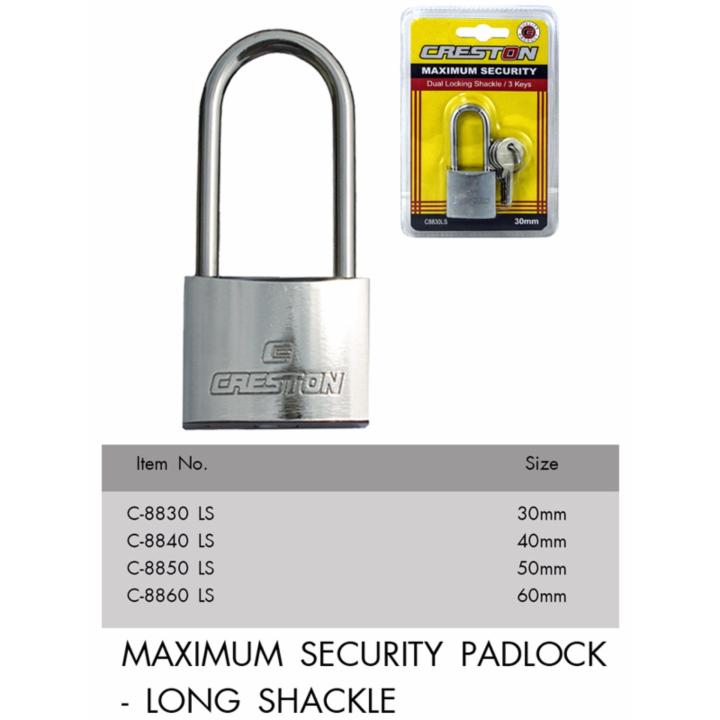 Creston Laminated Steel Padlock (60mm) Long Shackle Lazada PH