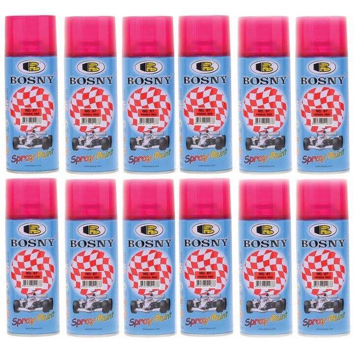 Bosny Spray Paint No. 67 Honda Red Candy Tone 1 Box X 12 cans NEW Lazada PH