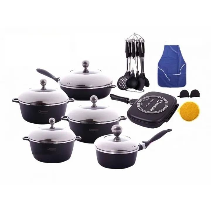 Dessini NonStick Die Cast Cookware Set of 23 (Black) Lazada PH