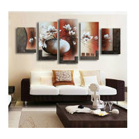 Hand Painted Classical Style Oil Painting on Canvas 5 Pieces Modern Abstract Flowers in The Vase Oil Painting Home Art Decoration