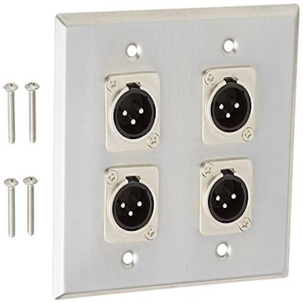 Pair of Black Stainless Steel Wall Plates Dual XLR Female Connectors Seismic Audio 