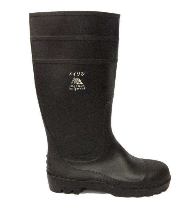 Meisons safety rubber rain boots with steel toe (BLACK) | Lazada PH