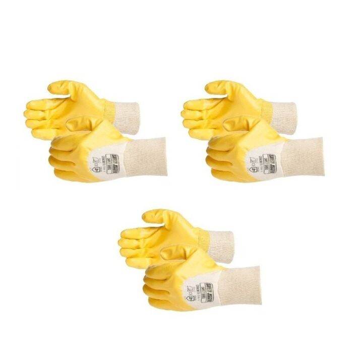 Safety Jogger Concrete Rubber Palm Work Gloves EN388 ( set of 3 pairs