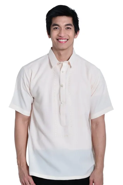 Titan Barong of Lumban Crepe Short Sleeve Half Open Formal (Cream ...