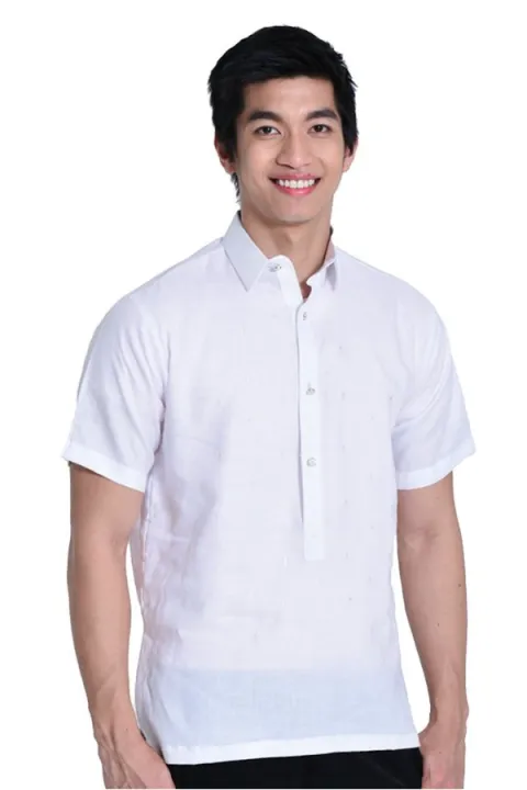 Titan Barong of Lumban Linen Scottered Short Sleeve Half Open Formal ...