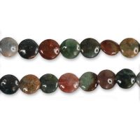 ลูกปัดหินแท้ ลักษณะเม็ดกลมแบน หินแฟนซีแจสเปอร์ (Fancy Jasper) 15 mm - (หลากสี)