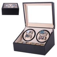 FK-กล่องนาฬิกาออโตเมติกแบบหมุน Watch Winder สำหรับนาฬิกาแบบหมุน 4 เรือน + 6 เรือน Quartz – สีดำ/Black พร้อมสายชาร์จไฟ