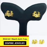 INSPIRE JEWELRY ต่างหูรูปปูทอง ขนาด 6x7mm.น่ารักมาก  งานแบบร้านทอง หุ้มทองแท้ 24K  100%