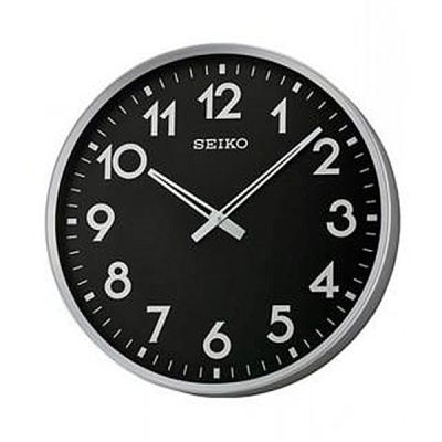 SEIKO นาฬิกาแขวน ขนาดใหญ่ ขอบเงินหน้าดำ รุ่น QXA560A