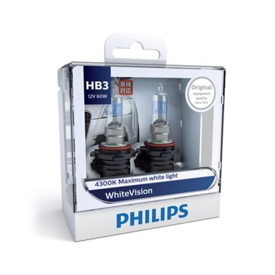 PHILIPS หลอดไฟหน้ารถยนต์ White Vision +60% 3700K HB3