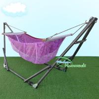 Modern Hammock เปลนอนเด็กแบบพับได้ขนาดกลาง(M)สไตล์เปลผ้าขาวม้ามีมุ้งสีม่วง