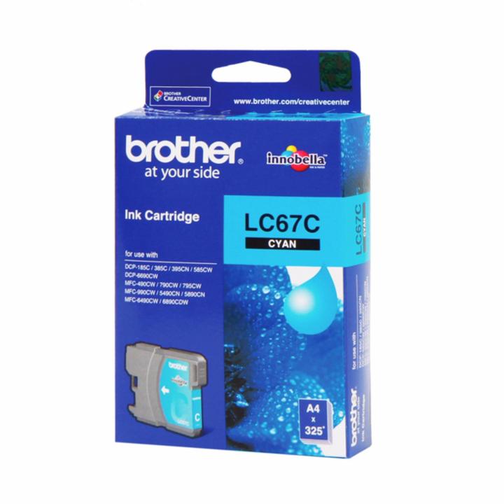 Brother LC-67C หมึกแท้ สีฟ้า ใช้กับพริ้นเตอร์อิงค์เจ็ท บราเดอร์ DCP-385C/6690CW, MFC-490CW/790CW/795CW/5490CN/5890CN/6490CW/6890CDW/J615W