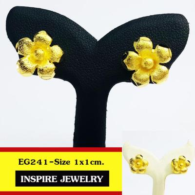 INSPIRE JEWELRY ต่างหูรูปดอกไม้ ขนาด 1x1cm.น่ารักมาก  งานแบบร้านทอง หุ้มทองแท้ 24K  100%