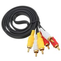 AV Composite 3 RCA Cable Male Video Stereo Audio Triple 3-RCA Cord DVD TV 1.8M (สืดำ)