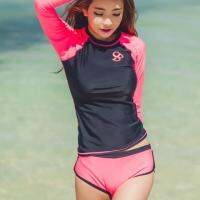 ชุดว่ายน้ำแขนยาว Gelato Rash Guards สีชมพู ไซต์ M-XL # 86037