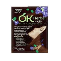 OK Herbal Color Care Shampoo แชมพูปิดผมขาว โอเค เฮอเบิล #สีน้ำตาลเข้ม [1 ซอง]