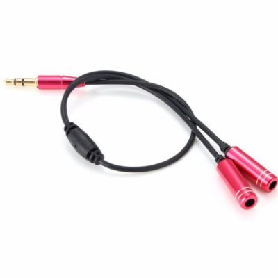 1 x 3.5mm Male to 2 x 3.5mm Female Audio Cable 25cm (สีชมพู)