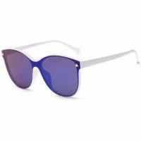 Fashion Sunglasses Large lenses แว่นตากันแดด Polarized รุ่น 1808(White/Blue)