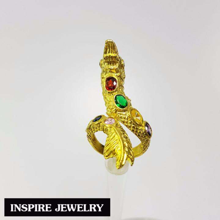 inspire-jewelry-แหวนพญานาคนพเก้า-ทองเหลือง-พรเก้าประการ-นำโชค-เสริมดวง-ปรับขนาดได้-พร้อมถุงกำมะหยี่