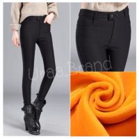 Legging Skinny สกินนี่บุขน สกินนี่บุขนกันหนาว กางเกงบุขน แม้อากาศติดลบ รุ่น แต่งกระดุม 2 ระดับ และซิป (Black)