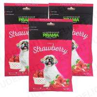 PRAMA Dog Treat Fresh Strawberry Dog Treat Dog Snack 70g (3 bags) ขนมสุนัข พราม่า รสสตอร์เบอร์รี่ 70กรัม (3 ห่อ)