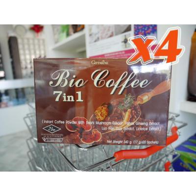 กิฟฟารีน ไบโอ คอฟฟี่ 7 อิน 1 กาแฟปรุงสำเร็จชนิดผง ผสมเห็ดหลินจือสกัด ฯลฯ  20.00 ซอง x 4 กล่อง  (ช่วยให้ผิวขาวเนียนใส) Giffarine Bio Coffee 7 in 1 Instant Coffee Powder With Reishi Mushroom Extract  etc. 17g.x 20 Sachets  4 boxes