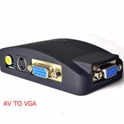 ตัวแปลง PC Laptop AV S Video to VGA Converter Adapter Switch Box (สีดำ)