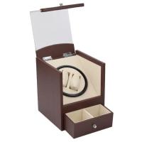 ACS ตู้นาฬิกาออโตเมติกแบบหมุน Watch Winder สำหรับนาฬิกาแบบหมุน 2 เรือน + ลิ้นชักใส่ของหรือเครื่องประดับ – สีน้ำตาล/Brown