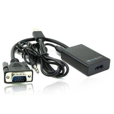 [ส่งเร็วพิเศษ!] HDMI ตัวแปลงสัญญาณ VGA TO HDMI with audio full hd มีเสียงด้วย (Black)